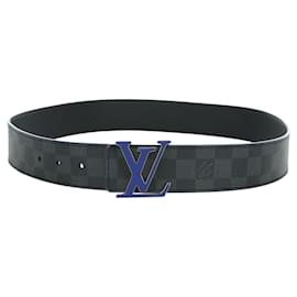 LOUIS VUITTON Cintura Damier Graphite LV Iniziali Stampate 40,2" Auth LNZ847M
