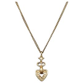 Collana Christian Dior metallo tono oro Auth BA11481