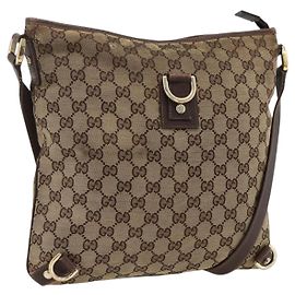 Gucci Abbey Schultertasche GG Canvas Beige Gold 131326 Auth ARZ287