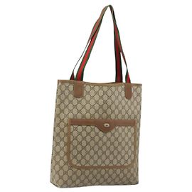 Bolso tote Gucci GG Supreme Web Sherry Line de PVC beige 39 02 003 Auth ep13759