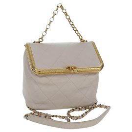 Borsa a Spalla CHANEL Chain Matelassé in Pelle di Agnello 2way Rosa Oro CC Auth ARZ510V
