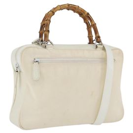 Borsa a Mano GUCCI Nylon 2way Argento Bianco 000 2040 0538 Auth ka3126