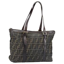 FENDI Zucca Canvas Tote Bag Schwarz Braun Auth bs34003