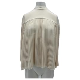 Vilshenko Top plisado crema con seda