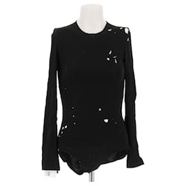 Body Balmain negro de manga larga en viscosa