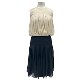L'Agence Bicolor plissiertes Seidenkleid