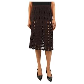 Falda midi de ganchillo chocolate - talla UK 8 - Prada