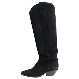 Isabel Marant Botas altas de ante negro estilo western - talla EU 37 (UK 4)