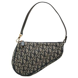 Pochette Saddle Mini Diorissimo in tela blu Dior