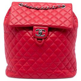 Chanel Roter Mittelgroßer Lammleder Urban Spirit Rucksack