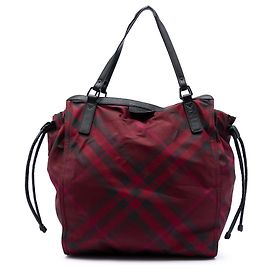 Borsa Buckleigh in nylon a quadri Supernova rossa di Burberry