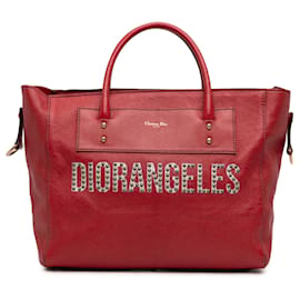 Bolso tote convertible Diorangeles en piel de cabra roja con tachuelas Dior