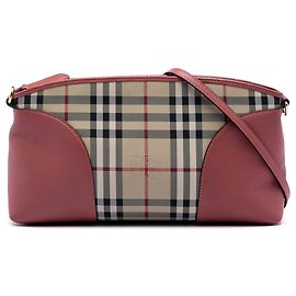 Borsa a tracolla Chichester in tela rivestita con motivo check Haymarket beige di Burberry