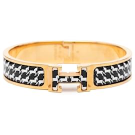 Hermès Black Narrow Enamel Cheval Pixel Clic H Bracelet PM