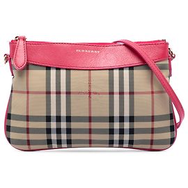 Borsa a tracolla Peyton in nylon a quadri Haymarket beige di Burberry