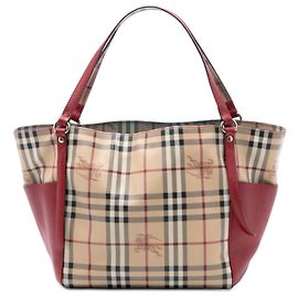 Burberry Beige Small Leather Trimmed Haymarket Check Coated Canvas Canterbury Tote