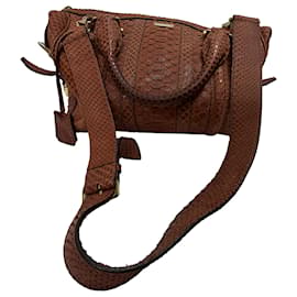 Burberry Medium Nevinson Bowling Bag aus braunem Pythonleder