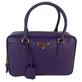 Borsa Prada in pelle Saffiano Lux piccola con manico superiore viola