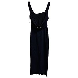 Vestido midi sin mangas en viscosa negra adornado con joyas Burberry