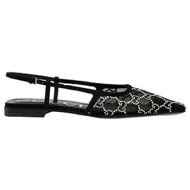 Gucci Slingbacks in rete nera con cristalli GG