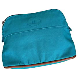 Hermès Toile H Pouch Turquoise Leather