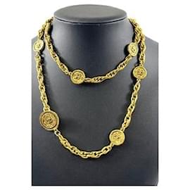 Collana Medaglia Logo CC Coco Placcata Oro - Chanel