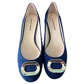 Ballerine Maud Frizon blu in camoscio con fibbia dorata