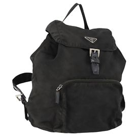 PRADA Backpack Nylon Black Silver Auth 172260