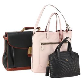 BALLY Borsa a Mano in Pelle 3 Pezzi Nero Rosa Auth mr2113
