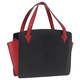 LOUIS VUITTON Borsa a Mano Varenne Bicolore Epi Nero Rosso M52387 LV Auth ARZ106