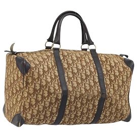 Borsa Boston in tela Trotter Christian Dior Beige Oro Auth ep13683