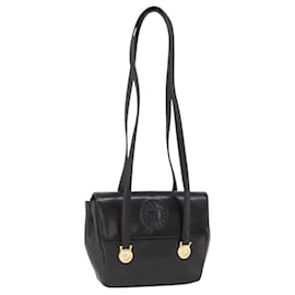 Borsa a Spalla Gianni Versace in Pelle Embossata Nera Oro Auth BA11363