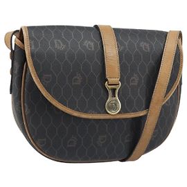 Borsa a spalla in tela a nido d'ape Christian Dior in pelle PVC nera e oro Auth ARZ160