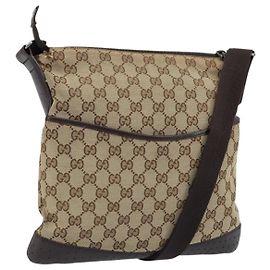 Bolso de Hombro GG Canvas Gucci Beige Plata 145857 Auth ep13742