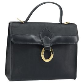 Borsa a mano in tela Trotter Christian Dior PVC nera e oro Auth ep13801