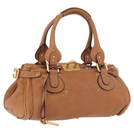 Borsa a mano Chloe Paddington in pelle marrone argento oro Auth AMZ440A - Chloé
