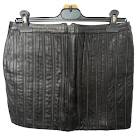Versus Versace Black Leather Zipper Skirt