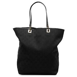 Borsa tote in tela GG nera Gucci