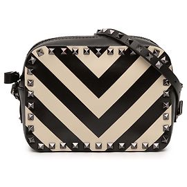 Borsa a tracolla Valentino in pelle nera con stampa a zigzag Rockstud