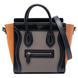 Céline Celine Brown Nano Tricolor Borsa da Viaggio in Pelle