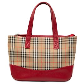 Borsa tote in tela a quadri Haymarket beige di Burberry
