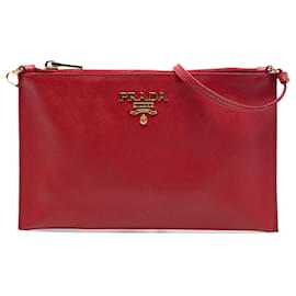 Borsa a spalla Prada in Saffiano Rosso