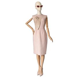 Vestido ajustado sin mangas de lana virgen rosa Christian Dior