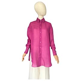 Oversized Hemd aus Fuchsia-Leinen von Massimo Dutti
