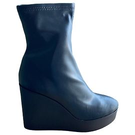 Steve Madden Botines de cuña de cuero negro "Jassy" 9 US