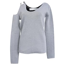 Maglione in viscosa argento con taglio asimmetrico JW Anderson