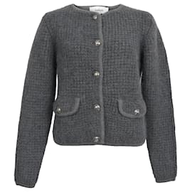 Ba&Sh Harry Pocket Knopf-Down Cardigan aus grauer Wolle