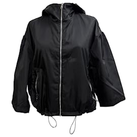 Veste à capuche zippée Prada en polyamide noir