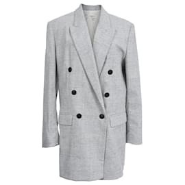 Blazer a quadri grigio in lana a doppio petto Isabel Marant Étoile