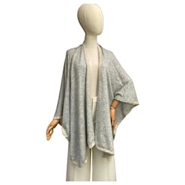 Kaschmir-Poncho in Grau und Creme - Autre Marque